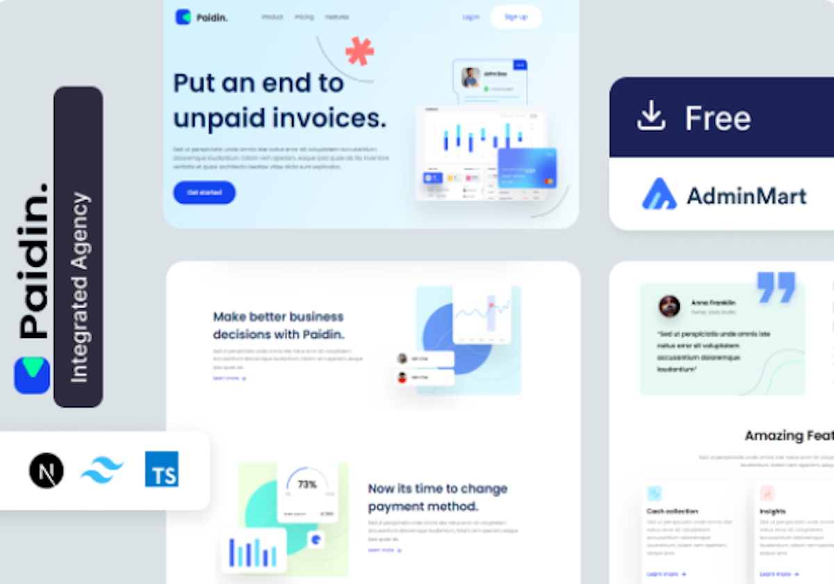 Paidin Free NextJs 14 with New Routing Landing-Page Template